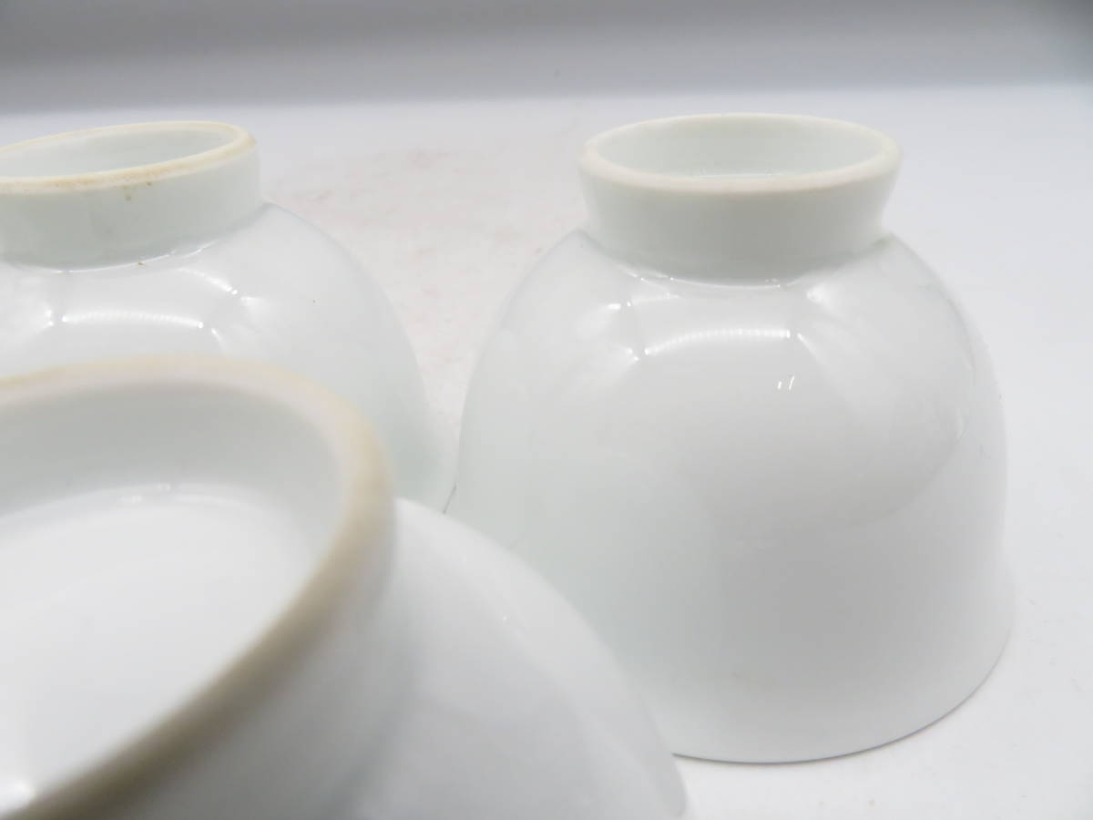 K1627 時代旧蔵 李朝 白磁 茶碗 湯呑み 5客 杯 盃 高麗 箱付 茶道具 酒