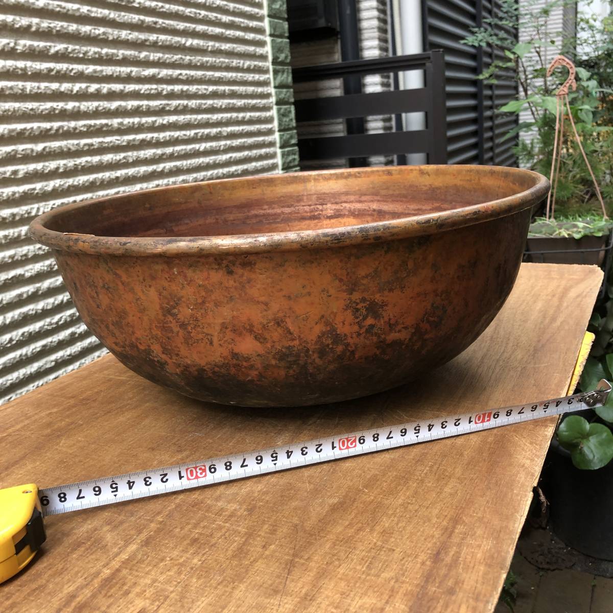 銅鍋 - さわり鍋 中古 和菓子屋から 業務 煮炊き撹拌釜 あん練り釜 62cm