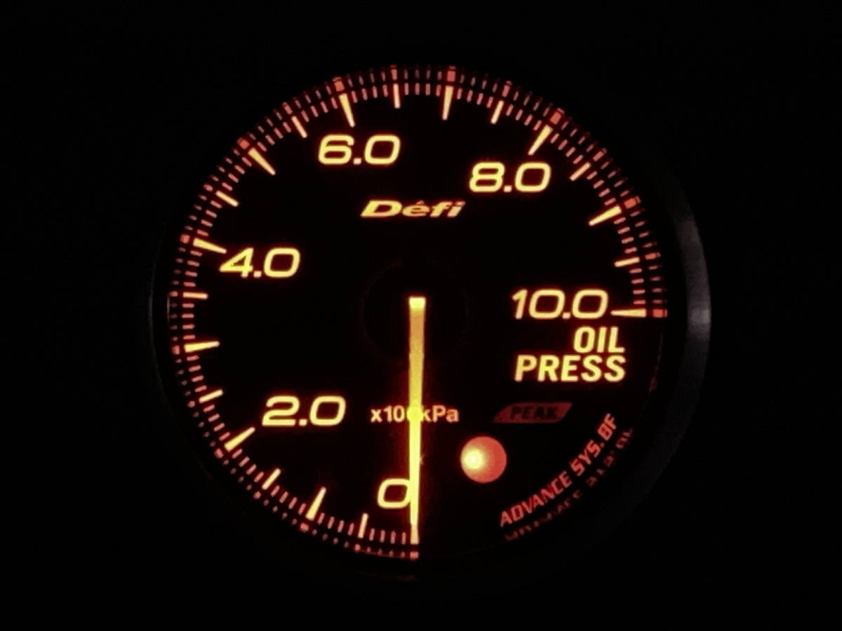 デフィ／ＤｅｆｉーＬｉｎｋ Ｍｅｔｅｒ ＡＤＶＡＮＣＥ ＢＦ　φ６０ 油圧計 メーターのみ　アンバーレッドイルミ