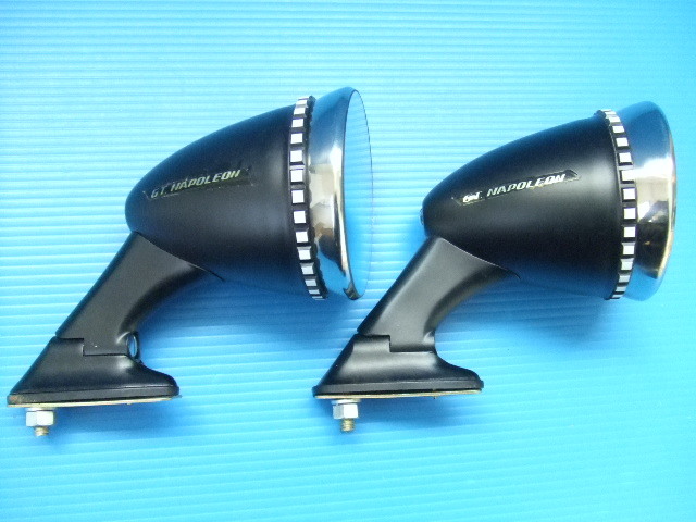 当時物 新品2個 GTナポレオン フェンダー ミラー 黒色 黒 旧車 昭和 タナカ 田中 NAPOLEON 高速有鉛 族車 ホットロッド ロケットカウル用