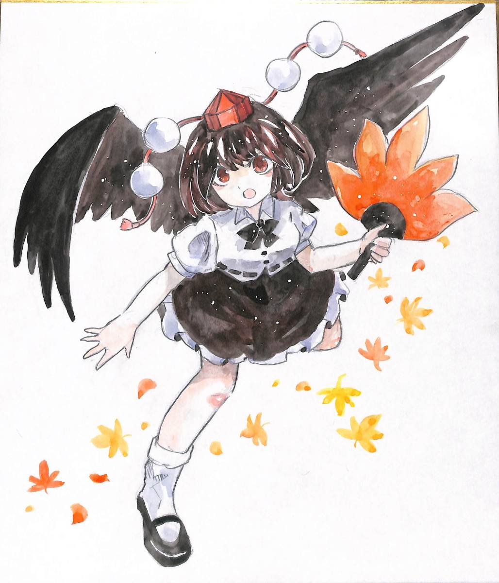 射命丸文直筆色紙～その7～ 手描きイラスト 東方project 射命丸文 色紙 ※整理品 東方Project 射命