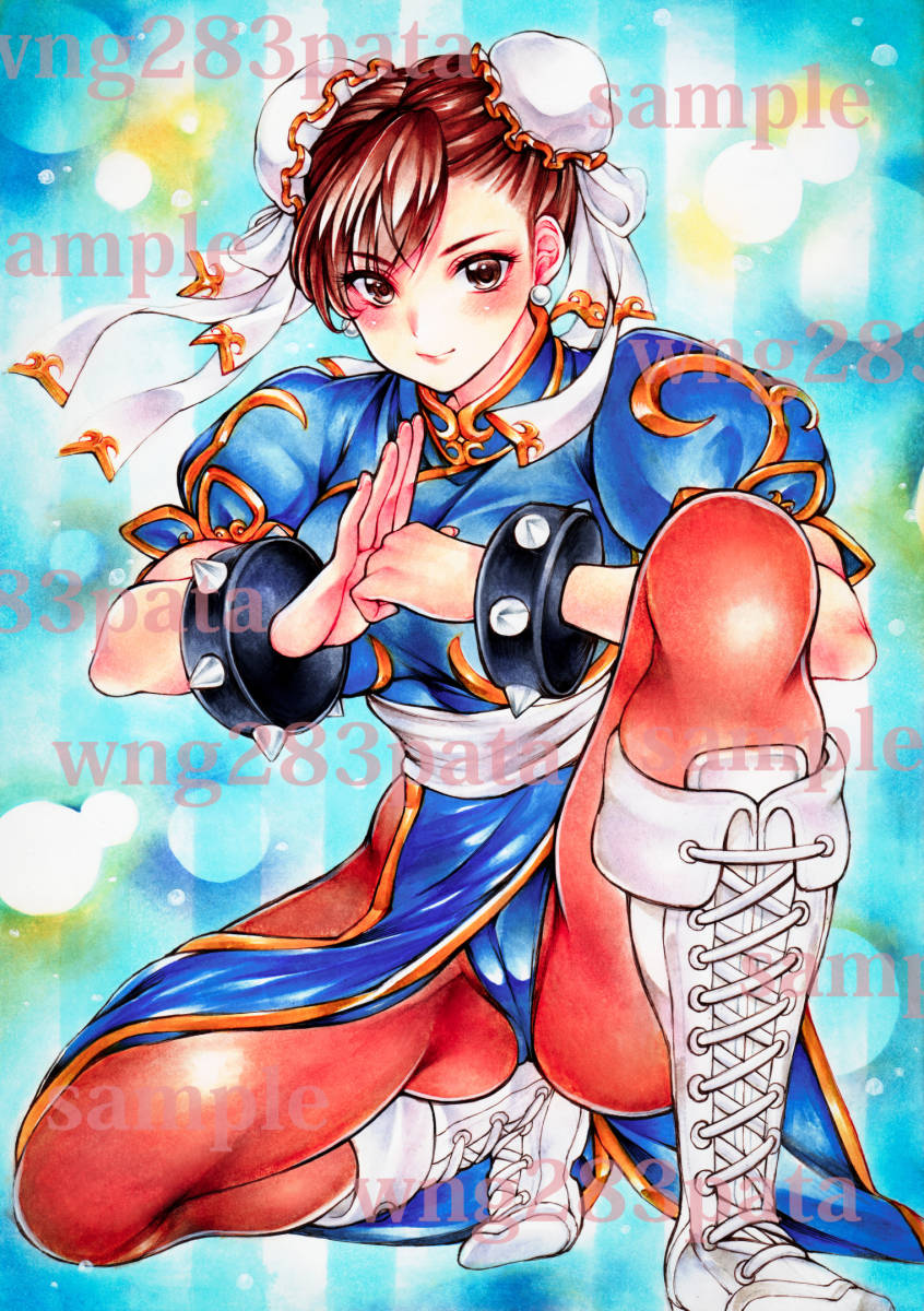 ◇春の便り◇手描きイラスト 手描きイラスト ◇ 春麗 ◇ ストリートファイター 同人 原画 A4