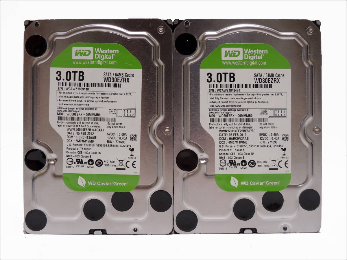 WD 3.5インチHDD WD30EZRX 3TB SATA 2台セット #10291 【公式通販】