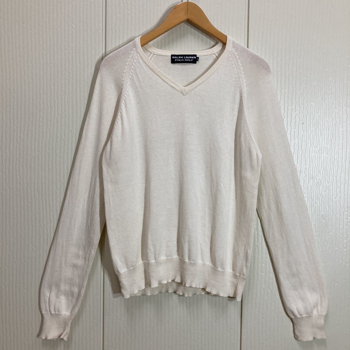 66 RALPH LAUREN POLO GOLF コットンカシミヤ Vネックニット セーター ラルフローレン ポロゴルフ サイズL ...