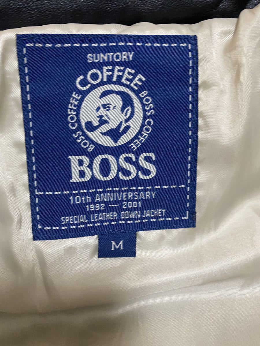 サントリー ボス SANTORY BOSS レザーダウンジャケット M ブラック 黒