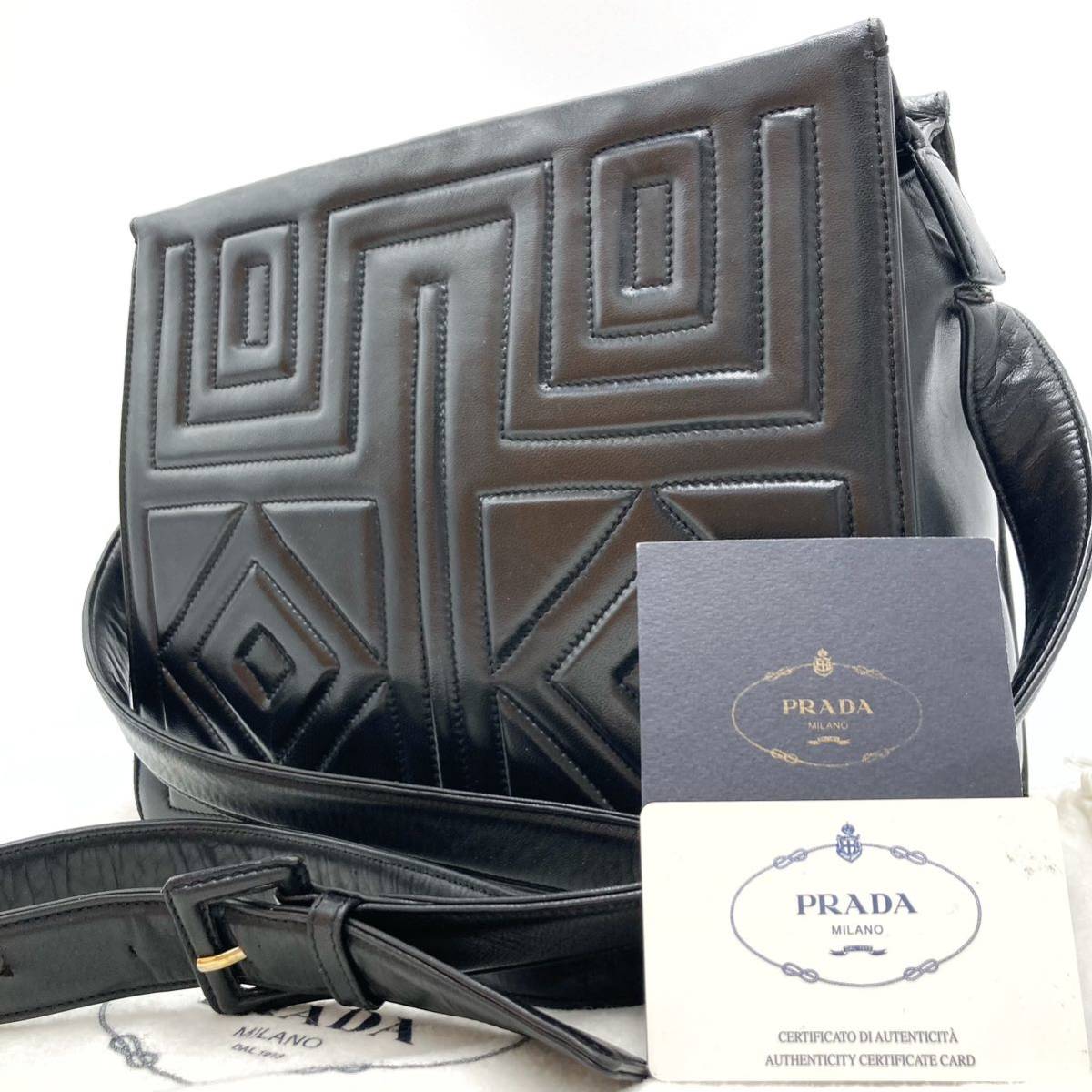 1円 【超希少美品】 PRADA プラダ ショルダーバッグ ポシェット 斜め 