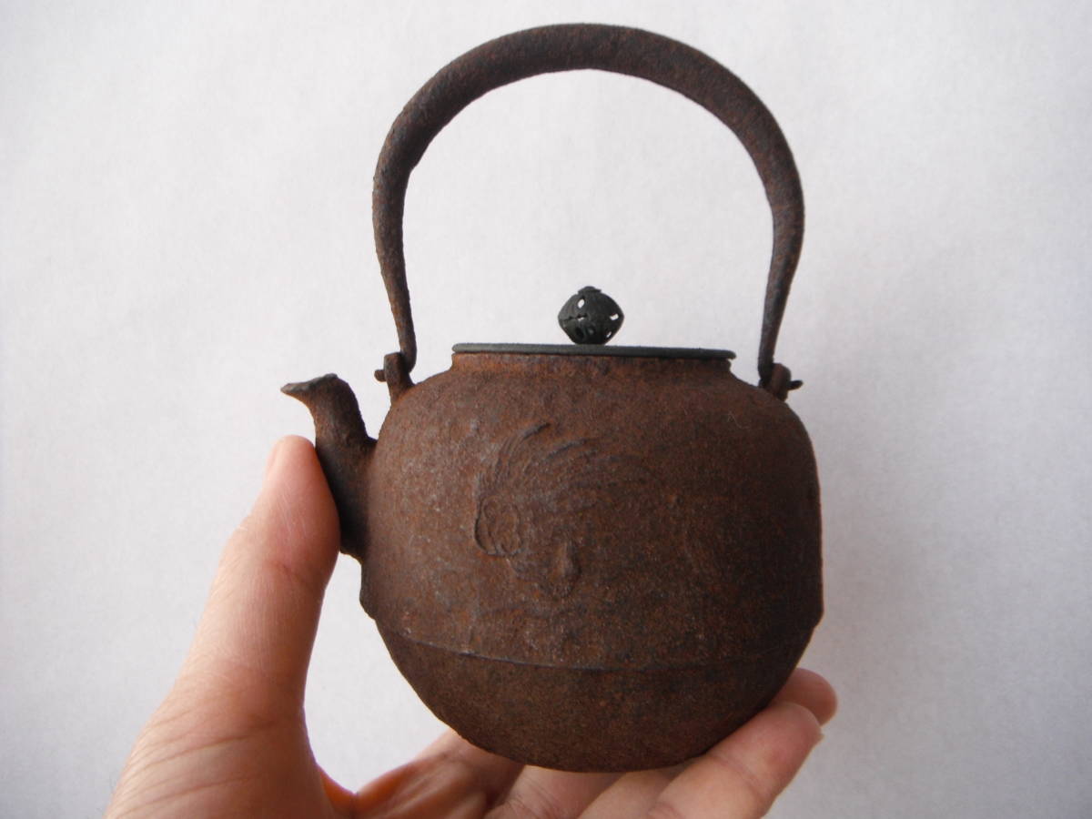 鉄瓶　骨董　茶道具　煎茶 鉄瓶 銅蓋 茶道具 煎茶道具 茶器 時代物 龍文堂造 急須 ☆中古☆煎茶