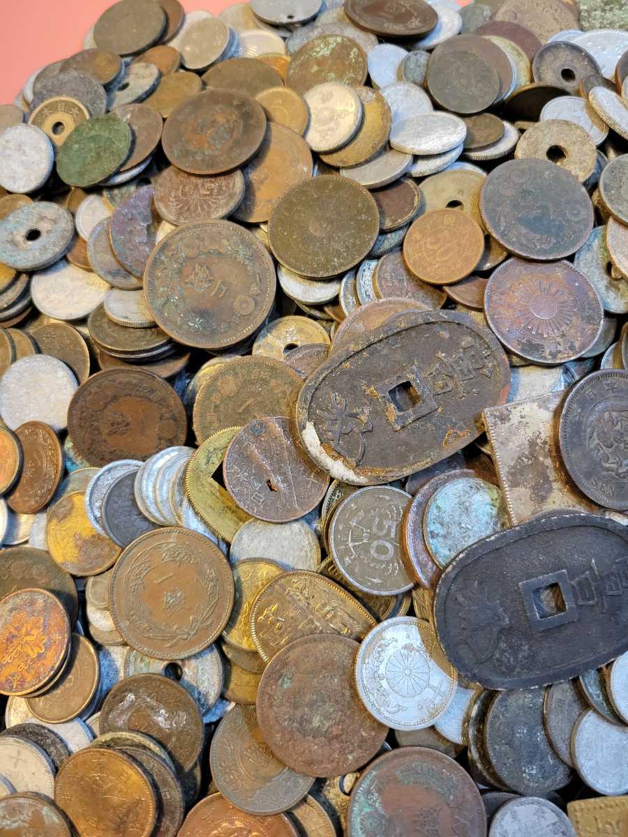 0442 1円～ 7.74kg 日本古銭各種大量おまとめ 状態の良くない古銭お