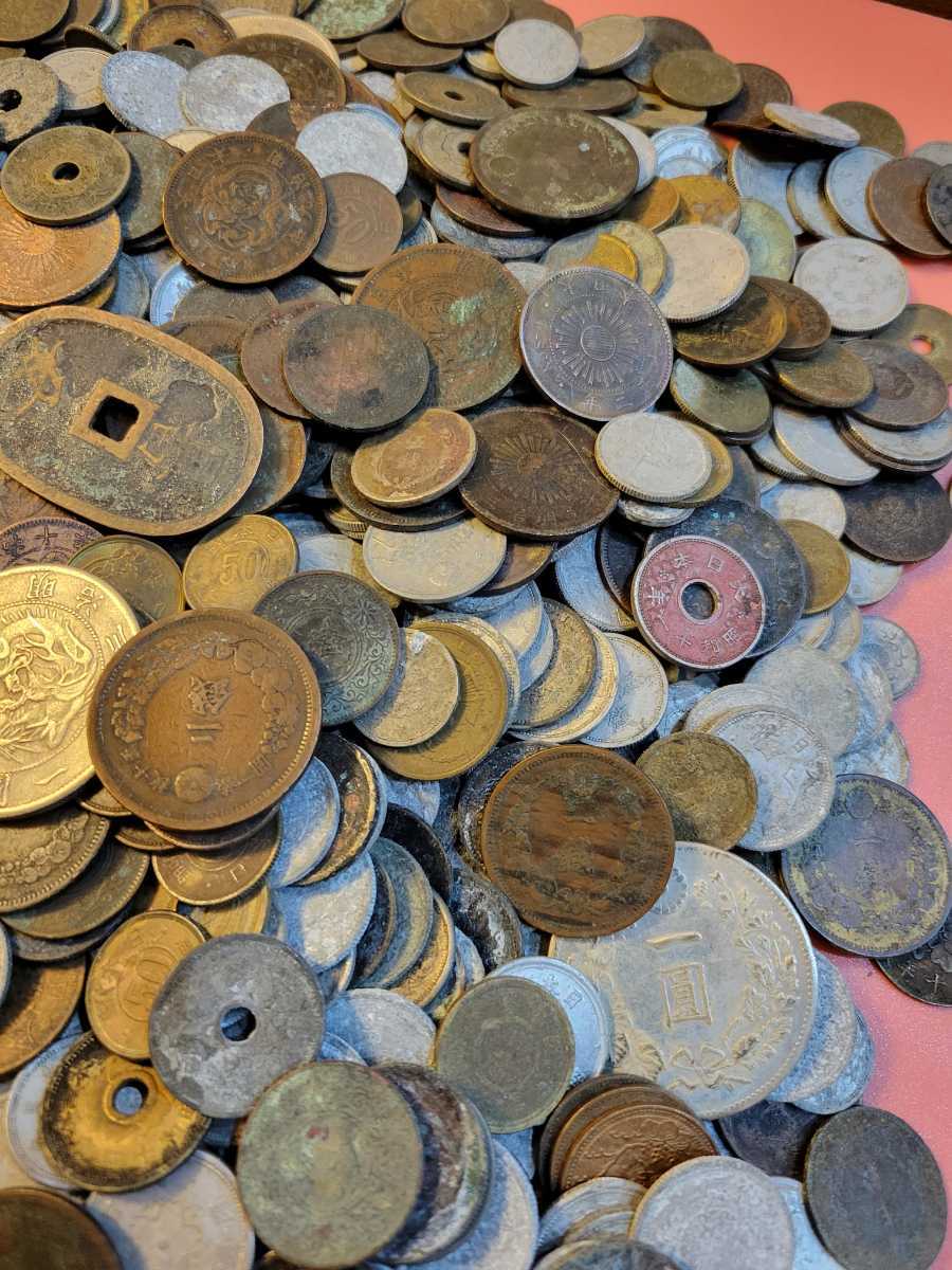 0442 1円～ 7.74kg 日本古銭各種大量おまとめ 状態の良くない古銭お