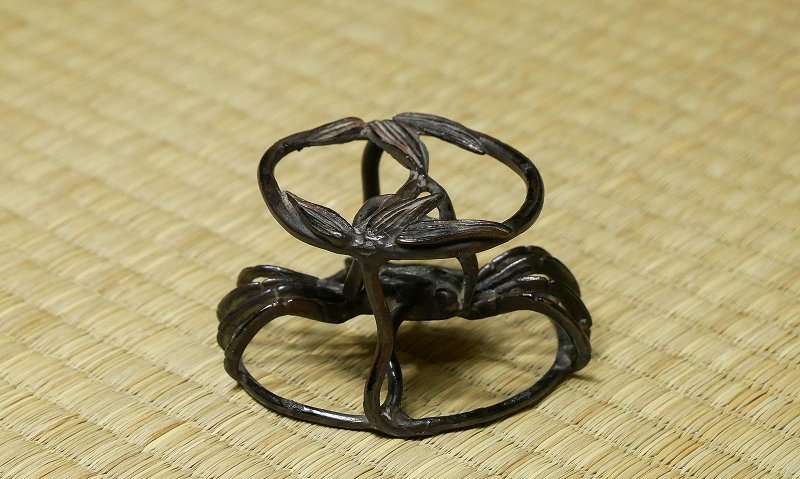 幸 古寺の蔵古銅 笹カニ 蓋置 不昧流 800g 6個セット]