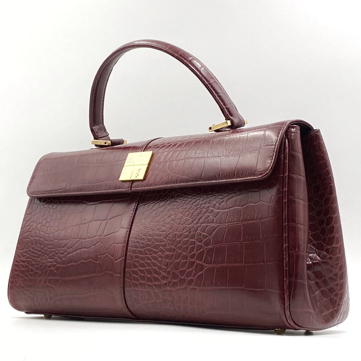 品質保証，最新作 1円 激レアデザイン/ Yves saint Laurent イヴサンローラン ハンドバッグ クロコ 型押し レザー G金具 ワインレッド レディース(かばん、バッグ)｜売買されたオークション情報、yahooの商品情報を かばん、バッグ