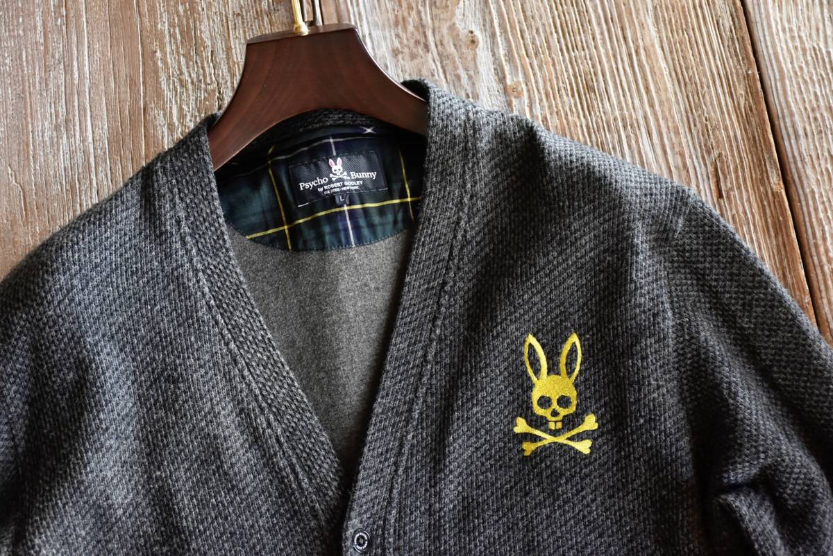 希少 日本製 Psycho Bunny サイコバニー コットン ウール バニー刺繍