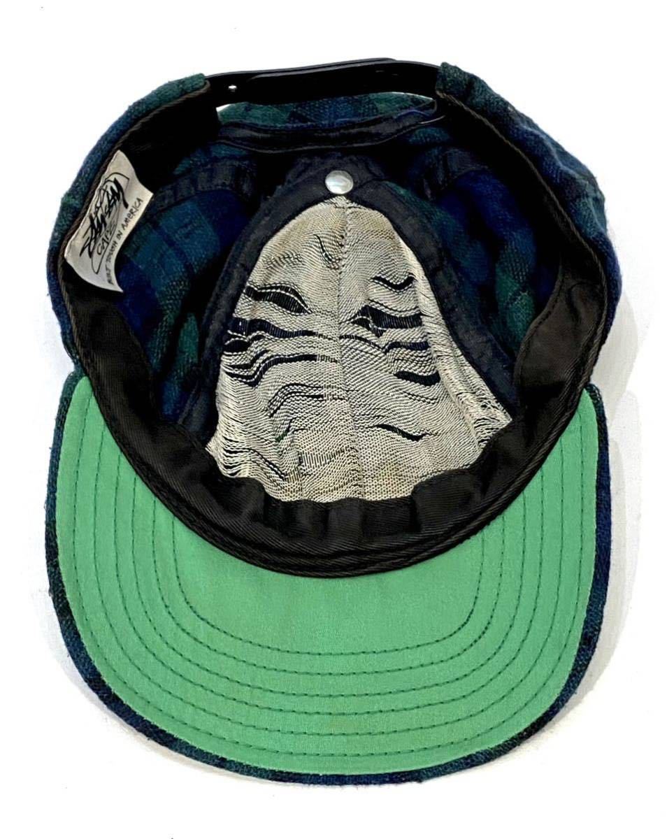 希少 80年代 OLD STUSSY CAPZ クラウンロゴ ウールチェックキャップ 