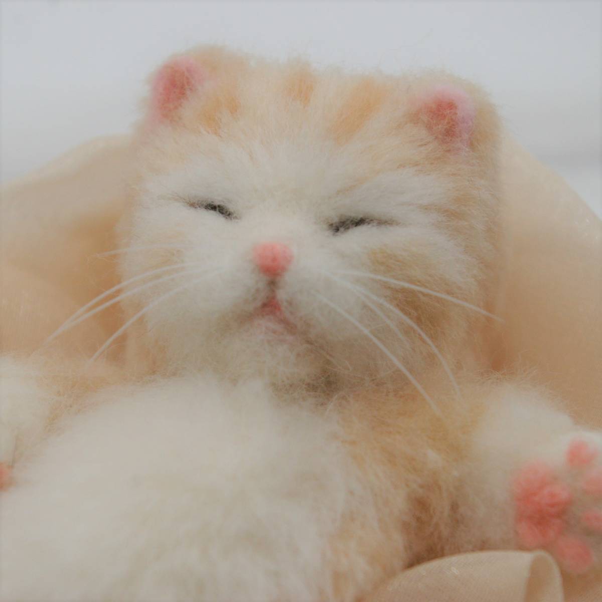 うつわ猫* 羊毛フェルト 猫 へそ天 子猫 ハンドメイド 赤ちゃん猫 猫