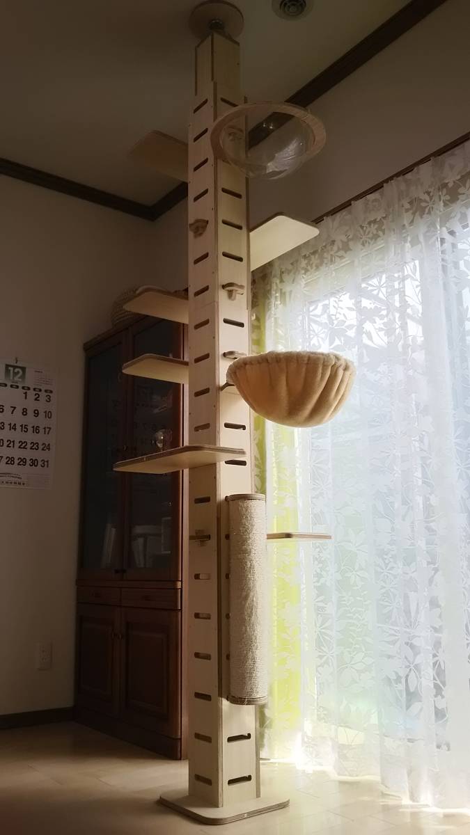 突っ張り キャットタワー キャットツリー 240㎝の通販 スリム 木製 