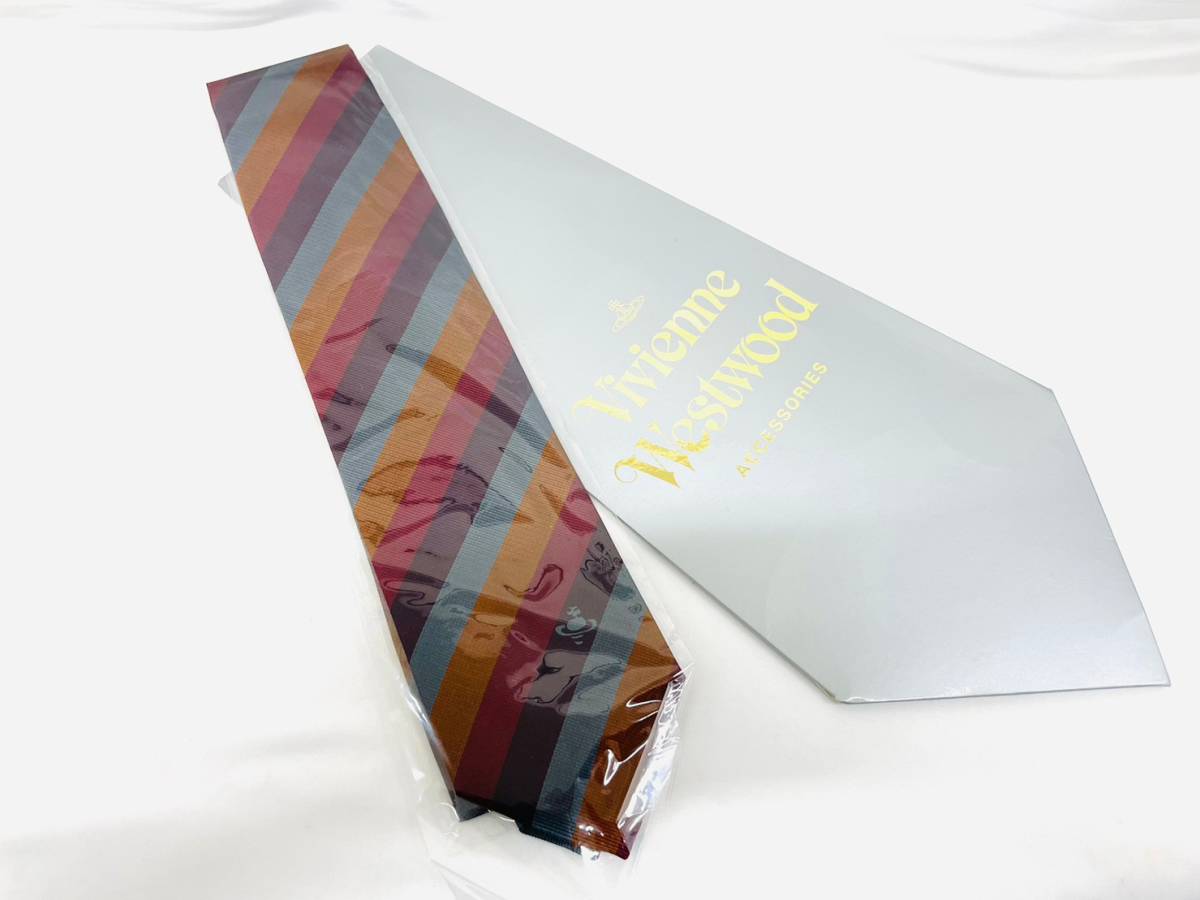D5521*3　未使用　Vivienne Westwood　ヴィヴィアンウエストウッド　ストライプ　オーブ　シルク　ネクタイ　紳士　ビジネス　ギフト