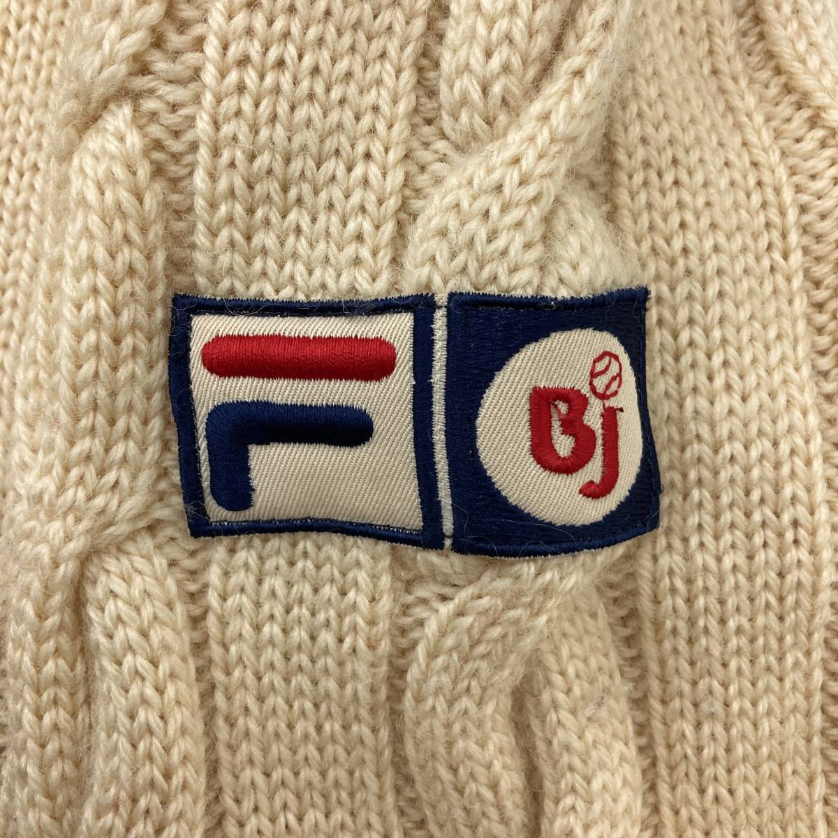 70s 80s FILA ビヨンボルグ ケーブル ニット セーター Vネック 50 