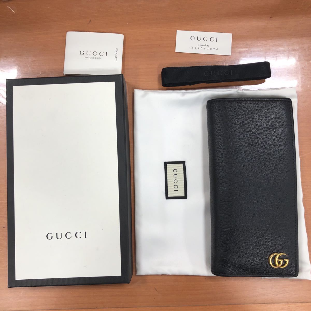 A12/ GUCCI グッチ 459133 レザーロングウォレット 二つ折り長財布 札入れ GGマーモント ブラック 黒(女性用財布)｜売買されたオークション情報、yahooの商品情報をアーカイブ公開 - オークファン 服飾小物