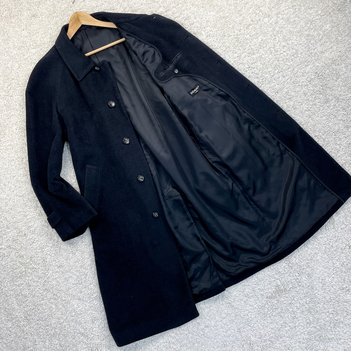 美品【YVES SAINT LAURENT】上質アンゴラ100％ ステンカラーコート 
