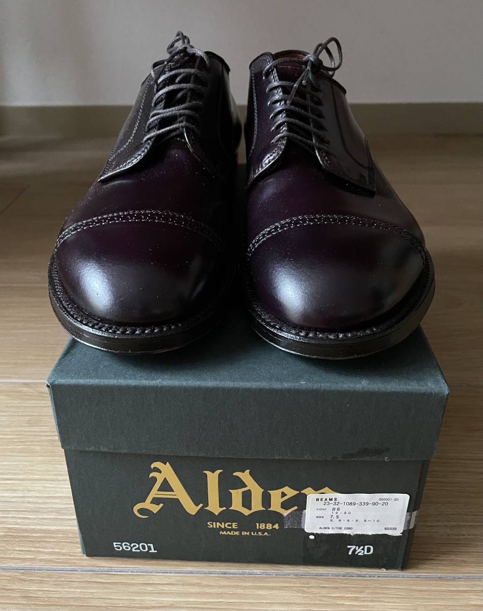 0 オールデン Alden キャップトゥ #8 8Dコードバン仕様&frasl;モディファイドラスト&frasl;56201 未使用オールデンAldenコードバン56201モディファイドラストビームス別注モデル サイズUS7.5㎝