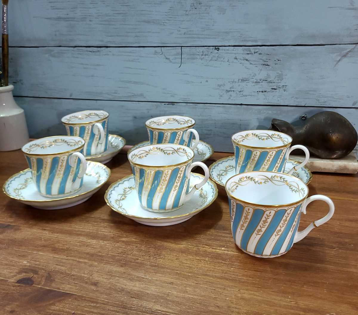  Noritake ノリタケ ダイヤモンドコレクション カップ ソーサー 6客セット 金彩 花柄 ブルー&times;ホワイト レトロ 高級 洋食器 コーヒー(ノリタケ)｜売買されたオークション情報、yahooの商品情 ノリタケ