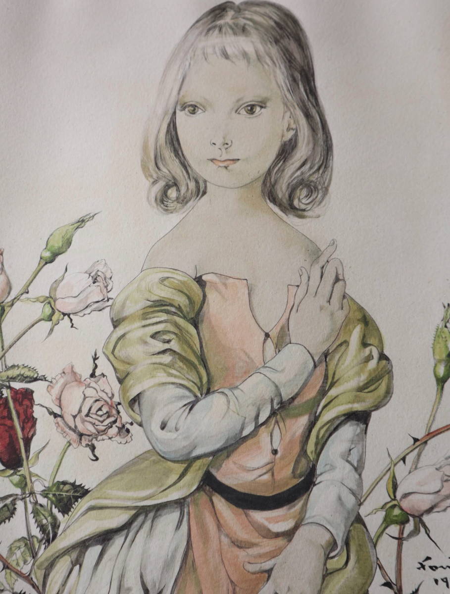 レオナール藤田嗣治 Foujita (Jeune fille aux roses) 少女とバラの花 