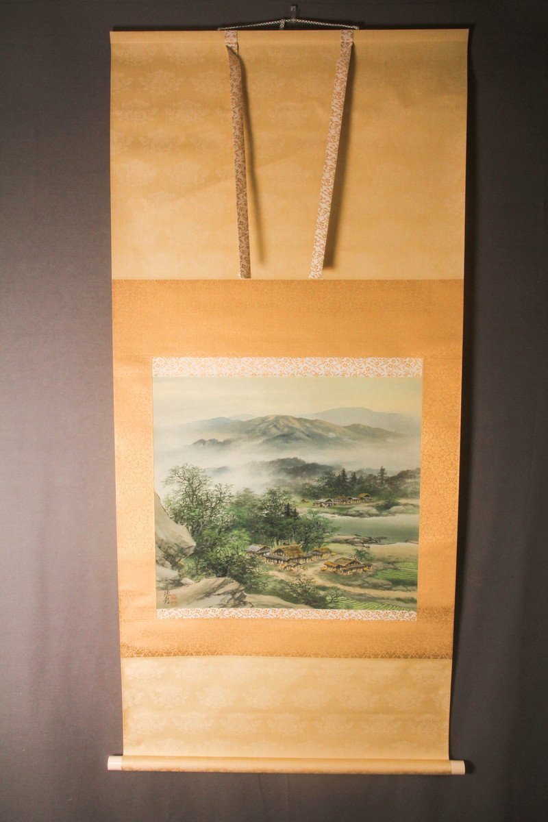 佳香】掛軸特集 百瀬徳三郎 『山村清趣の図』肉筆 日本画 絹本 掛軸 共