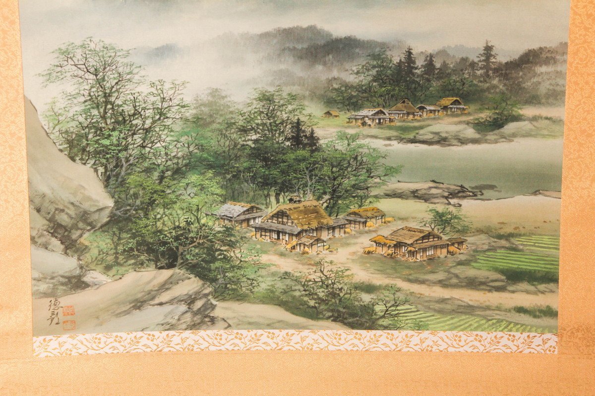 佳香】掛軸特集 百瀬徳三郎 『山村清趣の図』肉筆 日本画 絹本 掛軸 共