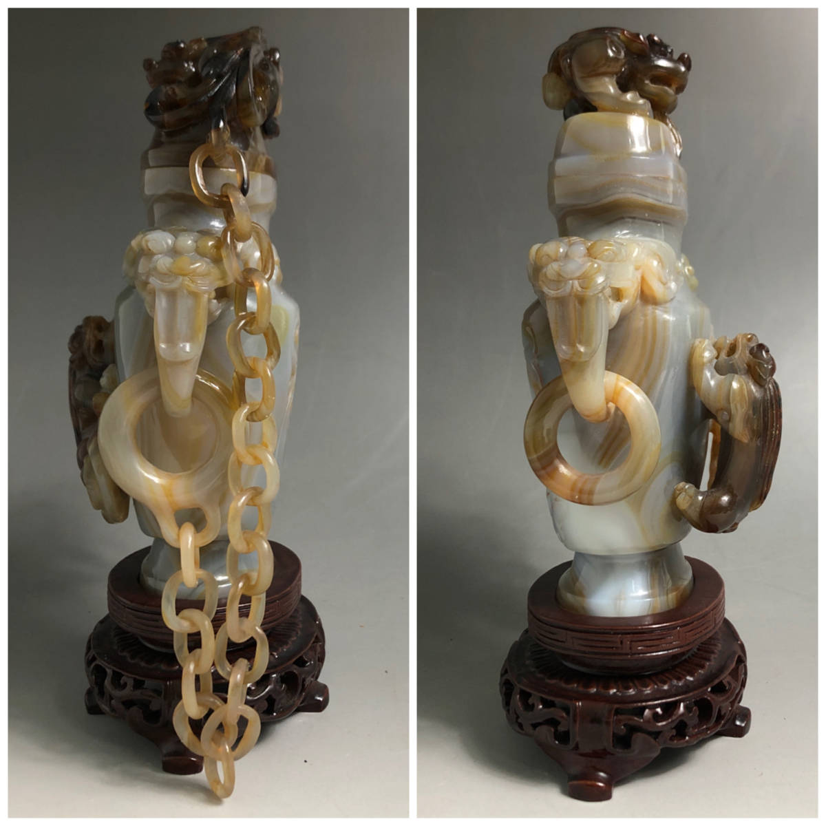 中国 玉石白玉彫刻 神獣刻 如意 M R8033 【公式通販】