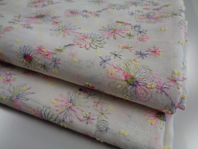 C－６０６　お買い得　イタリー製　レーヨン　綿　エンブロイダリーレース　