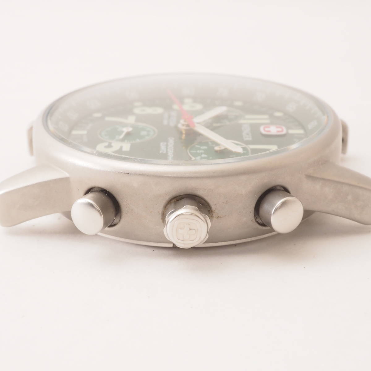 WENGER クロノグラフ 536 0765 SWISS MADE 黒 風防割れ 稼動 中古 送