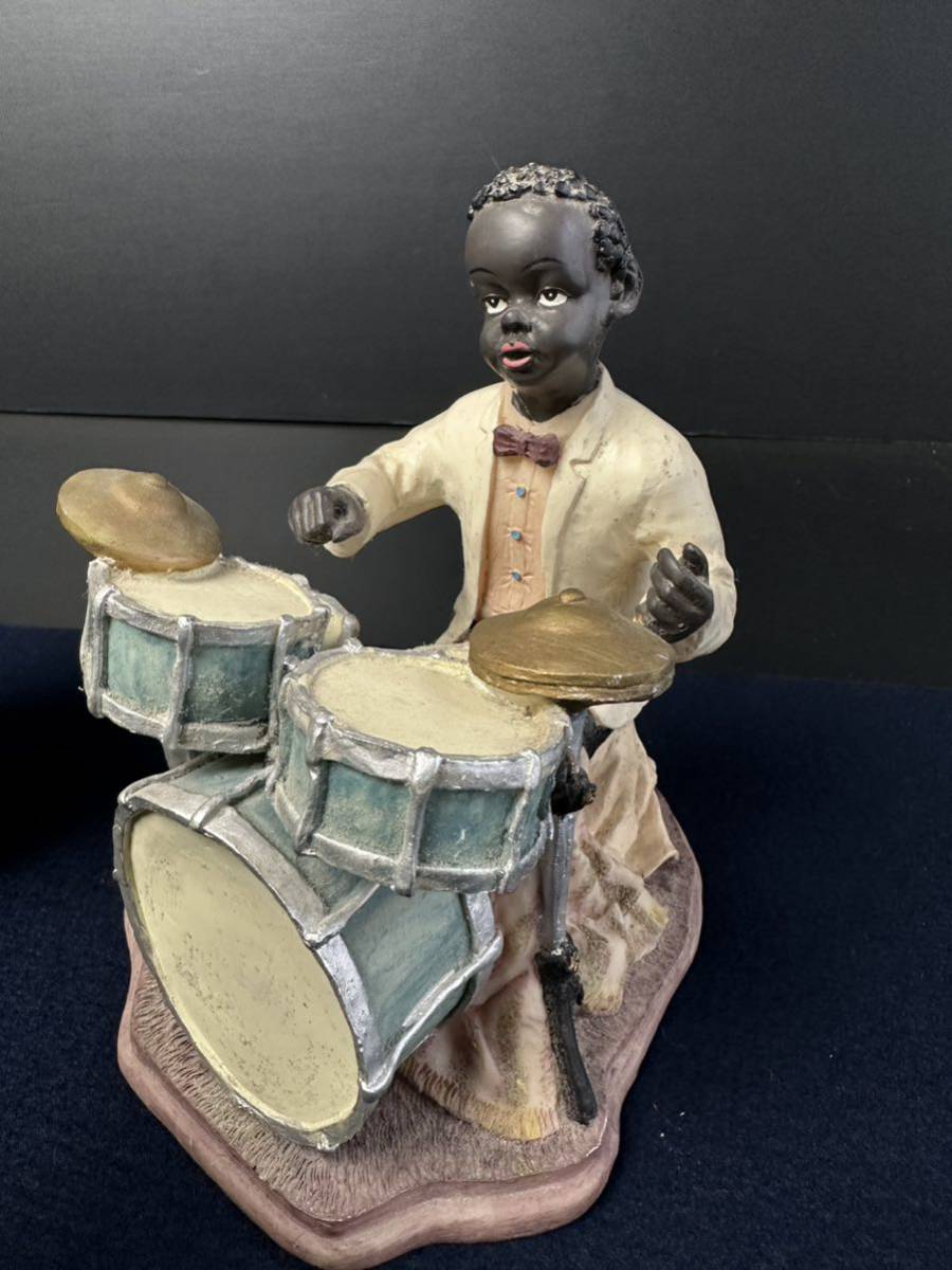 HG310] ジャズバンド 置物 人形 JAZZ レトロ フィギュア 黒人 レア