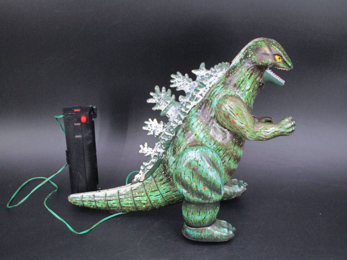 ゴジラ GODZILLA 煙吐く可動品 電動リモコン歩行 ブルマァク ブリキ 1970年代 当時もの