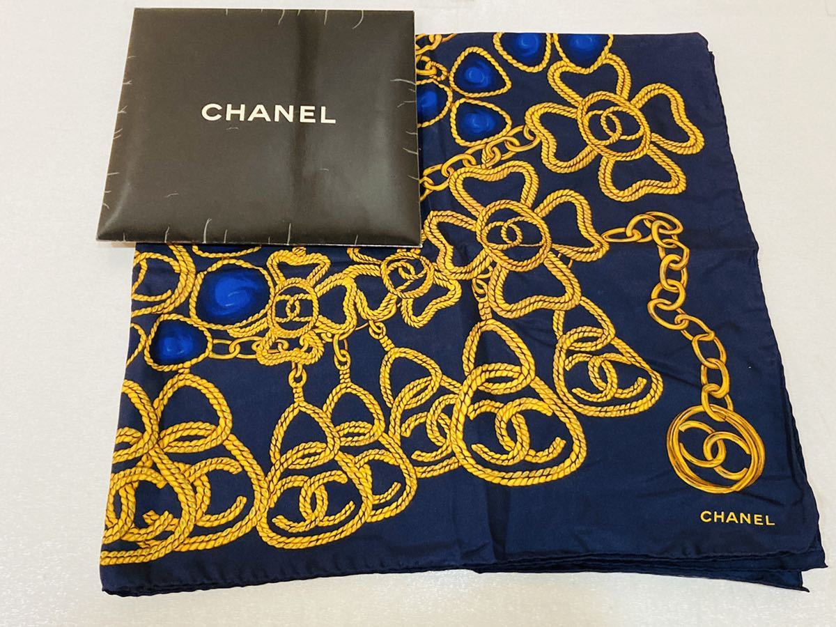 d39 必見 CHANEL シャネル 総柄 大判 スカーフ ストール ショール