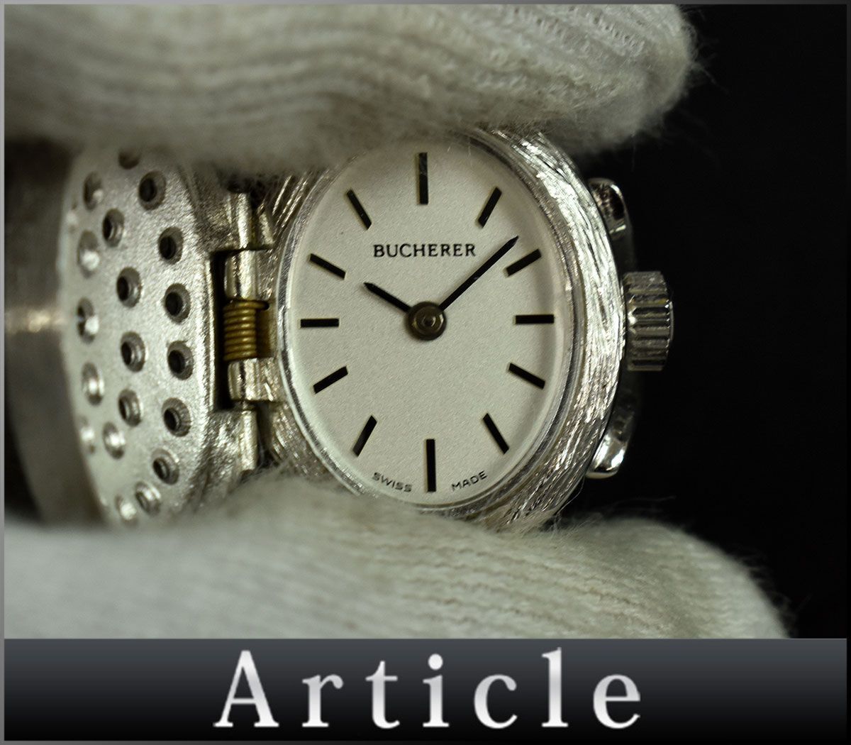 137401☆美品 動作確認済 BUCHERER ブヘラ リングウォッチ 指輪型 時計 