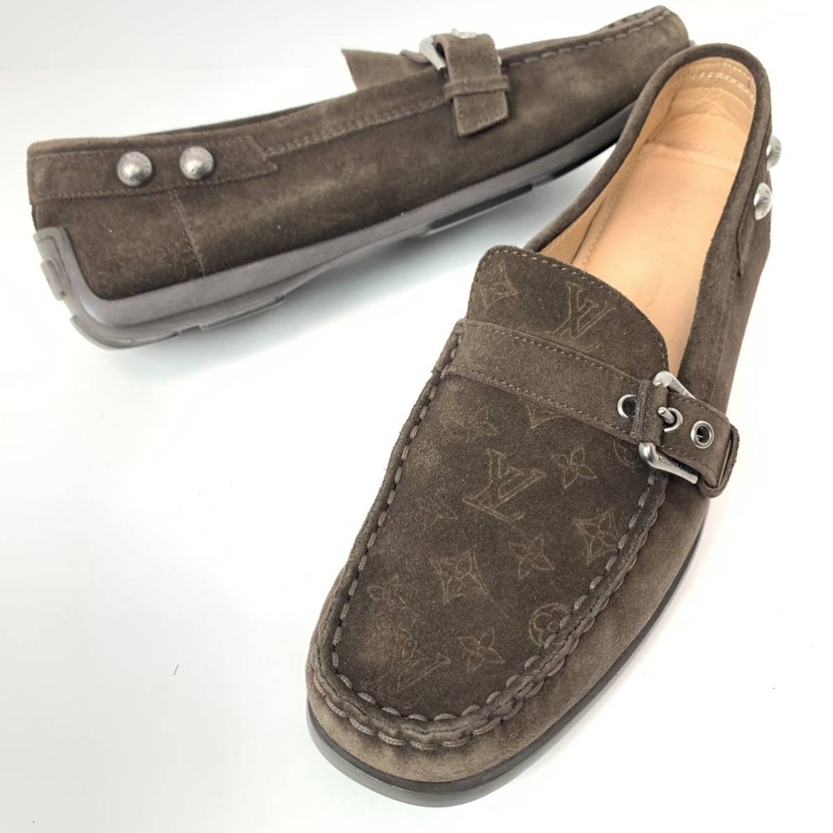 s95 LOUIS VUITTON ルイヴィトン スエードレザー ローファー 本革 