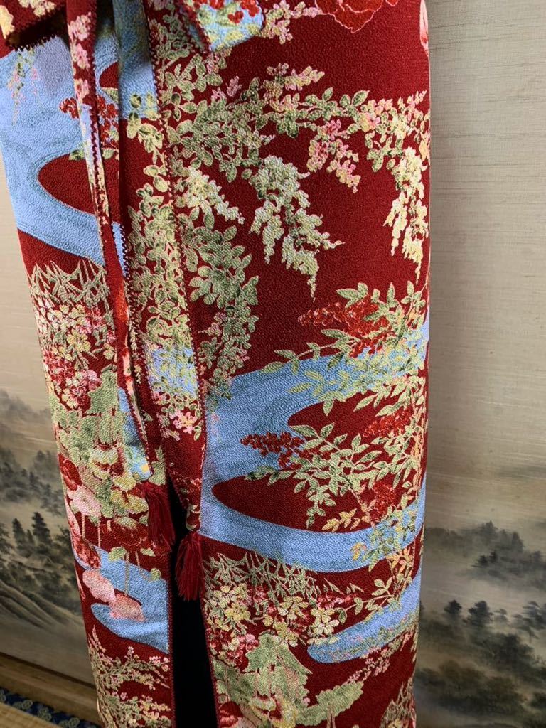 WONDERFUL 着物柄ちりめん生地エプロン