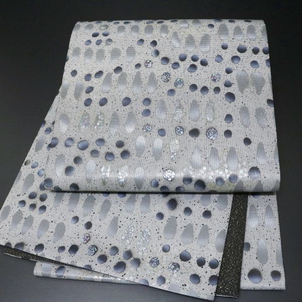 12752【秀品】正絹　6通袋帯　水玉としずく模様　螺鈿引箔　リバーシブル 　ラメ 袋帯 秀品 正絹 西陣まいづる お得な均一価格 京都