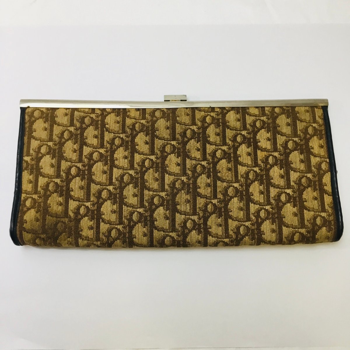 【中古品/CH】Christian Dior ディオール ヴィンテージ トロッター キャンバス×レザー がま口 クラッチ セカンドバッグ RS1213/0035