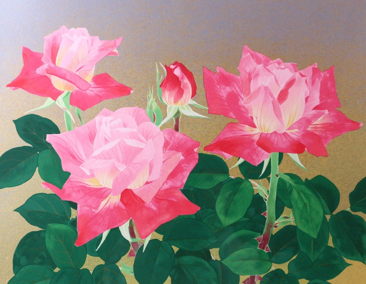 森田りえ子 「薔薇」 シルクスクリーン H.C./100 額装品 / ばら 花の