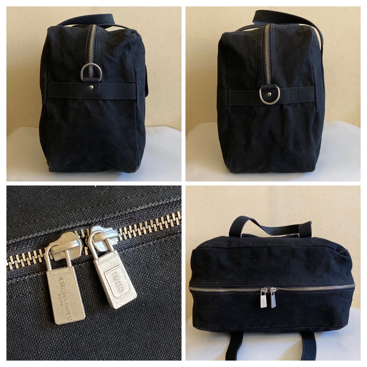 美品 一澤帆布 2way キャンバス ボストンバッグ ショルダーバッグ 黒