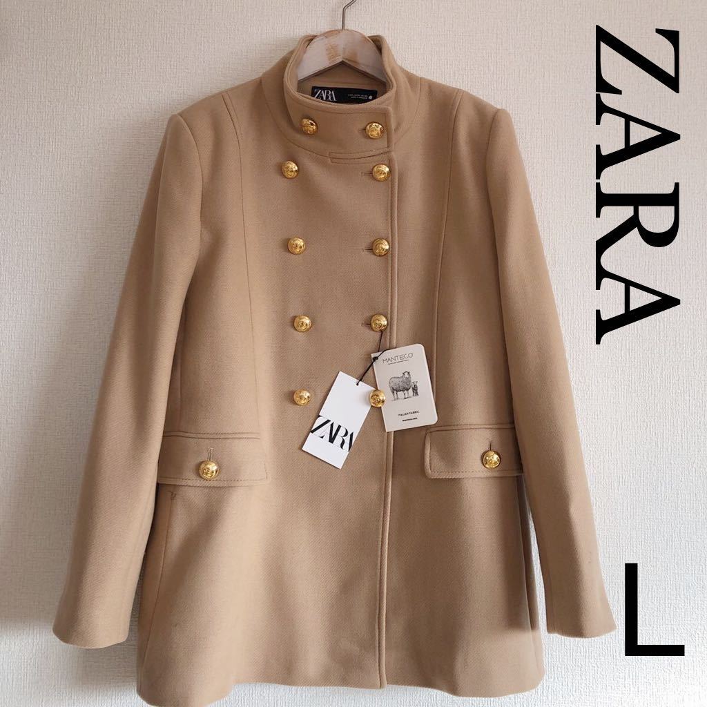 定番人気，定番 タグ付き 定価17990円 ZARA ゴールドボタンウールブレンドコート L(コート)｜売買されたオークション情報、yahooの商品情報をアーカイブ公開 - オークファン 女性用