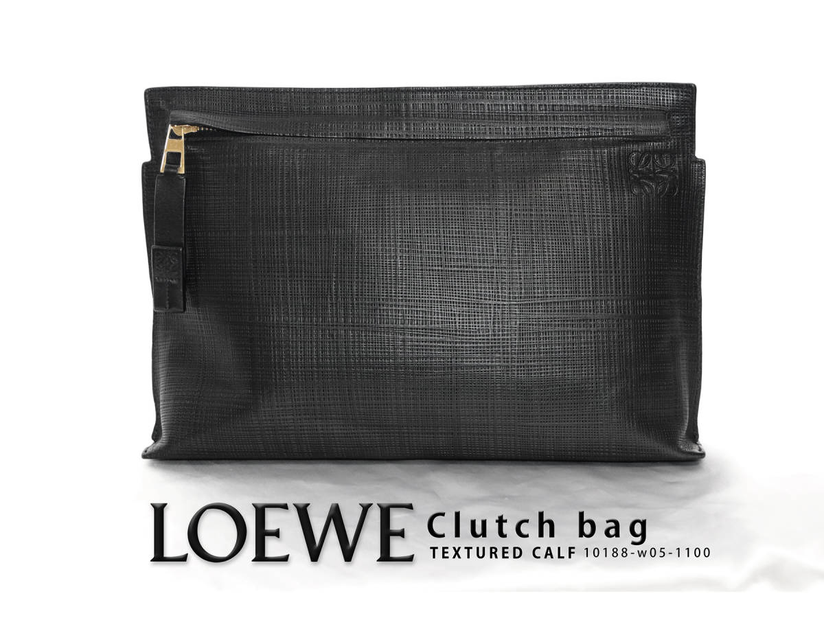 LOEWE ロエベ クラッチバッグ/TEXTURED CALF ユニセックス BLACK