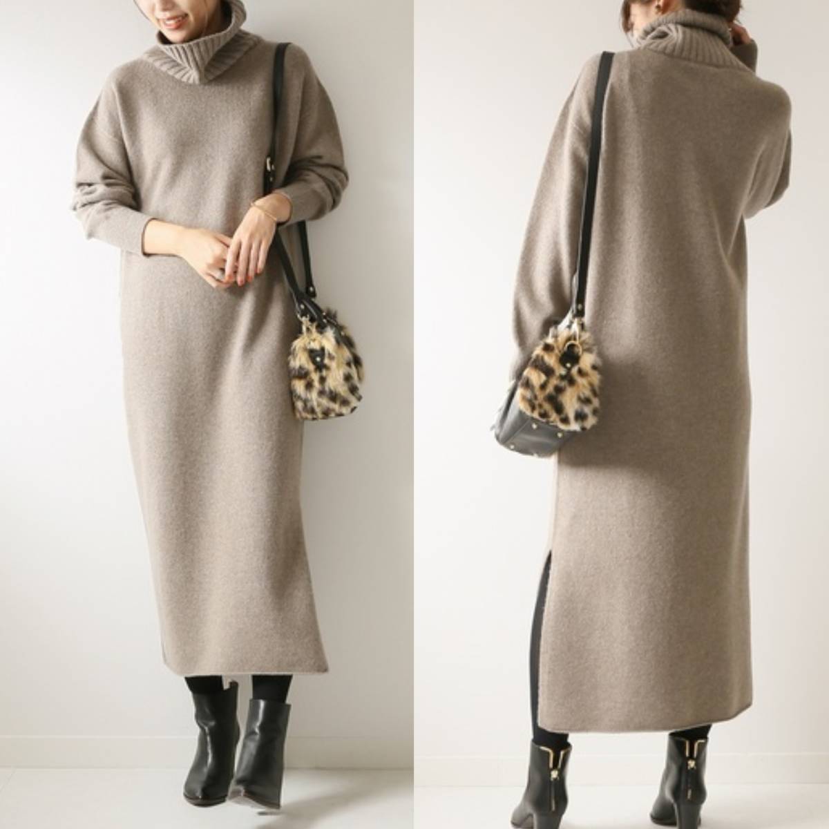 Spick & Span カシミヤウール ワンピース ブラウン Spick and Span スピックアンドスパン