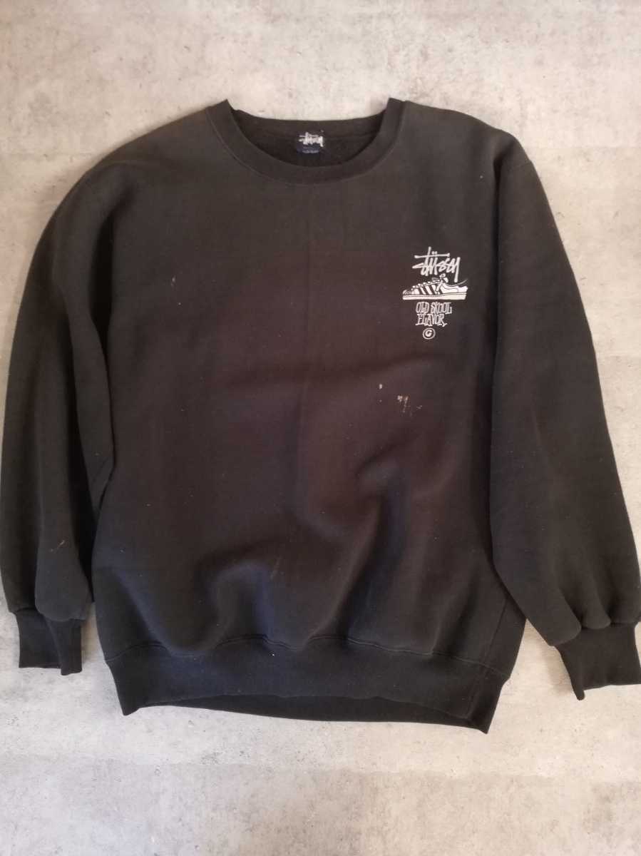 90s OLD STUSSY OLD SKOOL FLAVOR スウェット L 黒 ブラック パーカー 