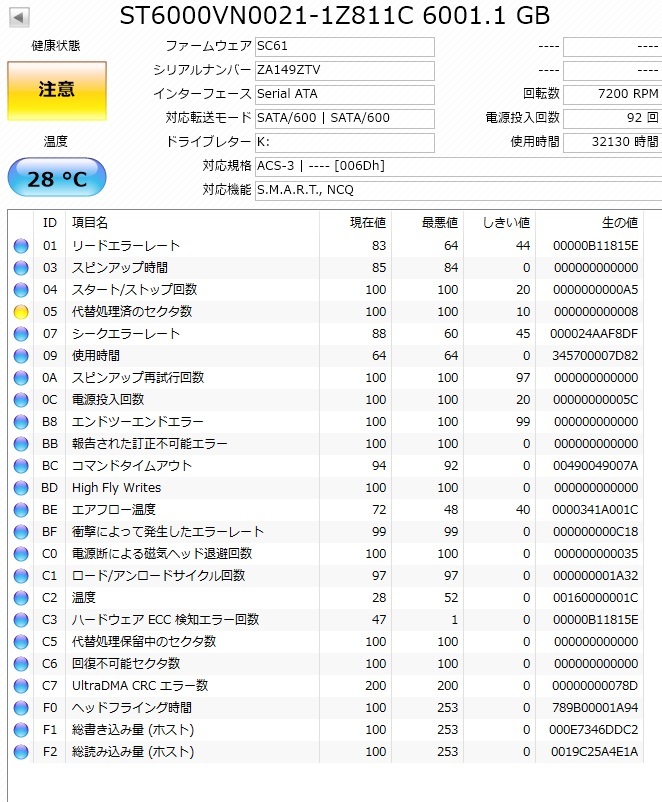 SEAGATE 3.5インチ HDD 6TB ST6000VN0021
