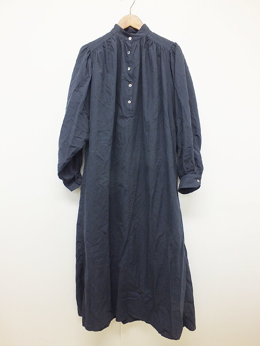 [12B-412-109-1] RonHerman × TEN ロンハーマン × テン 長袖ワンピース コットン サイズ不明 ネイビー