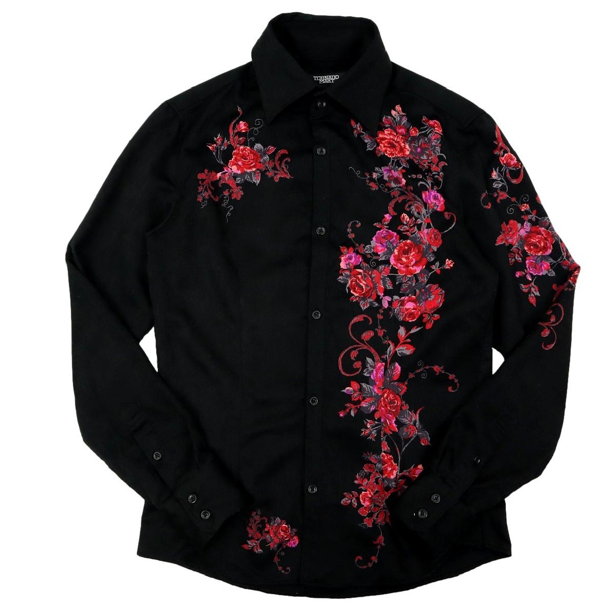 【B1946】TORNADO MART トルネードマート 長袖シャツ 花柄 薔薇 メンズ 男性用 サイズL TORNADO MART トルネードマート MART(トルネード トルネードマート長袖シャツPI 長袖シャツ&frasl;M&frasl;ポリエステル&frasl;BLU&frasl;総