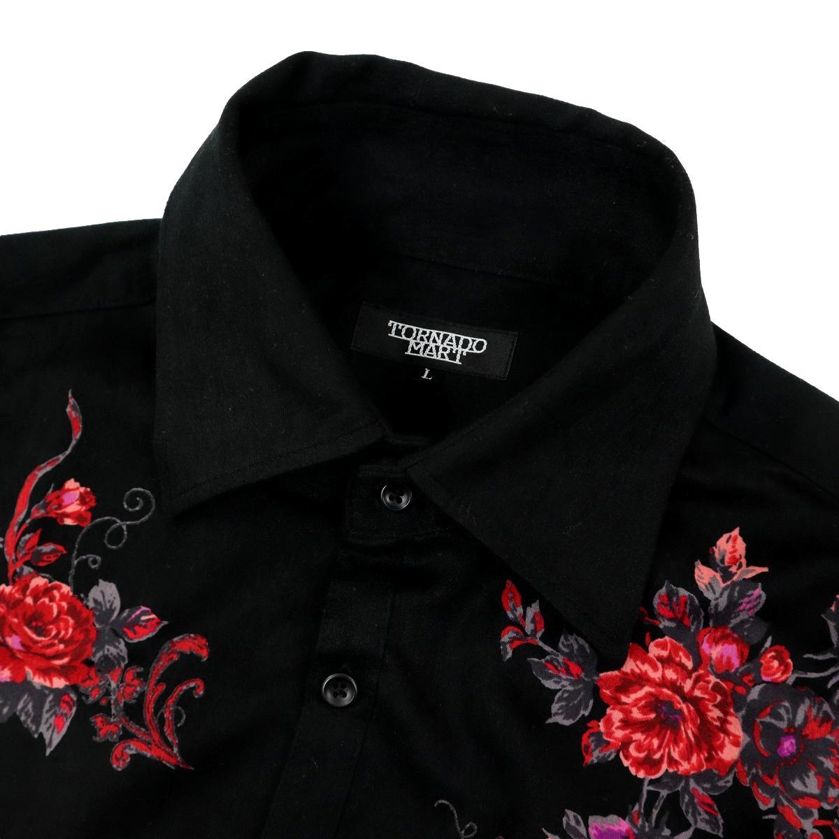 【B1946】TORNADO MART トルネードマート 長袖シャツ 花柄 薔薇 メンズ 男性用 サイズL TORNADO MART トルネードマート MART(トルネード トルネードマート長袖シャツPI 長袖シャツ&frasl;M&frasl;ポリエステル&frasl;BLU&frasl;総