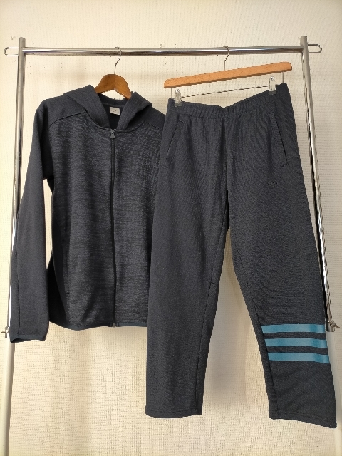 状態良好 adidas アディダス ニットフリース ジップアップパーカ パンツ 上下 セットアップ L ネイビー